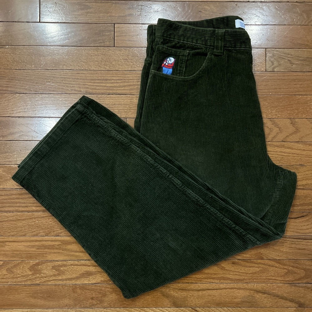 Polar Skate Co Big Boy Corduroy Pants Green Embroidered Logo Size L Portugal